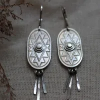 Citlalli, Pre-Hispanic cross earrings in sterling silver