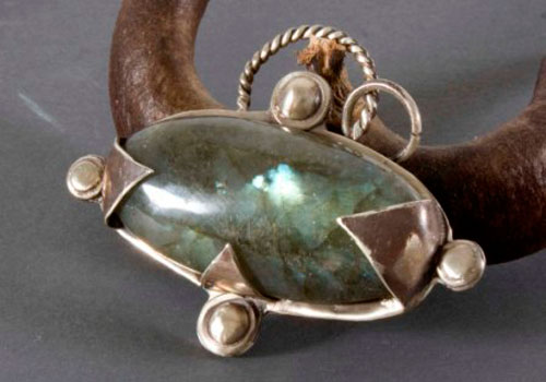 Compass rose, Viking compass pendant in silver and labradorite