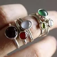 Constance, birthstone ring in silver, garnet, amethyst, aquamarine, moonstone, onyx, alexandrite, ruby, peridot, sapphire, opal, citrine, or turquoise