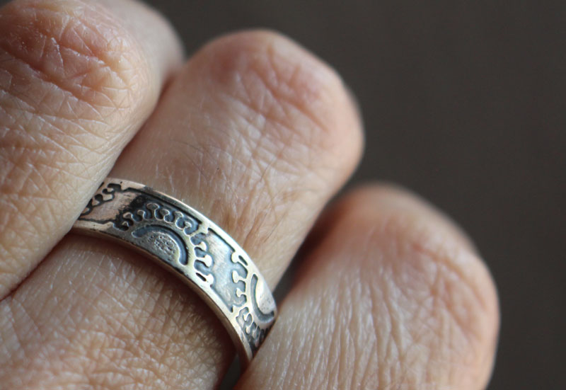 Coronavirus, Covid virus ring in sterling silver