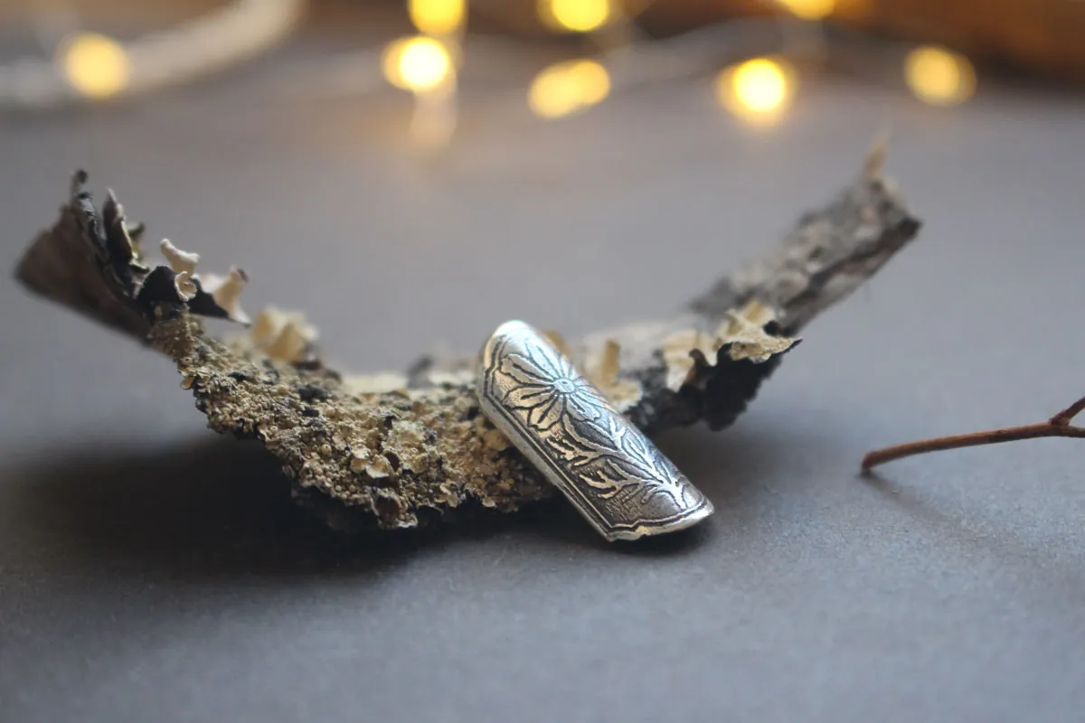 Cosmos flower case, tubular botanical and perfume diffuser pendant in silver