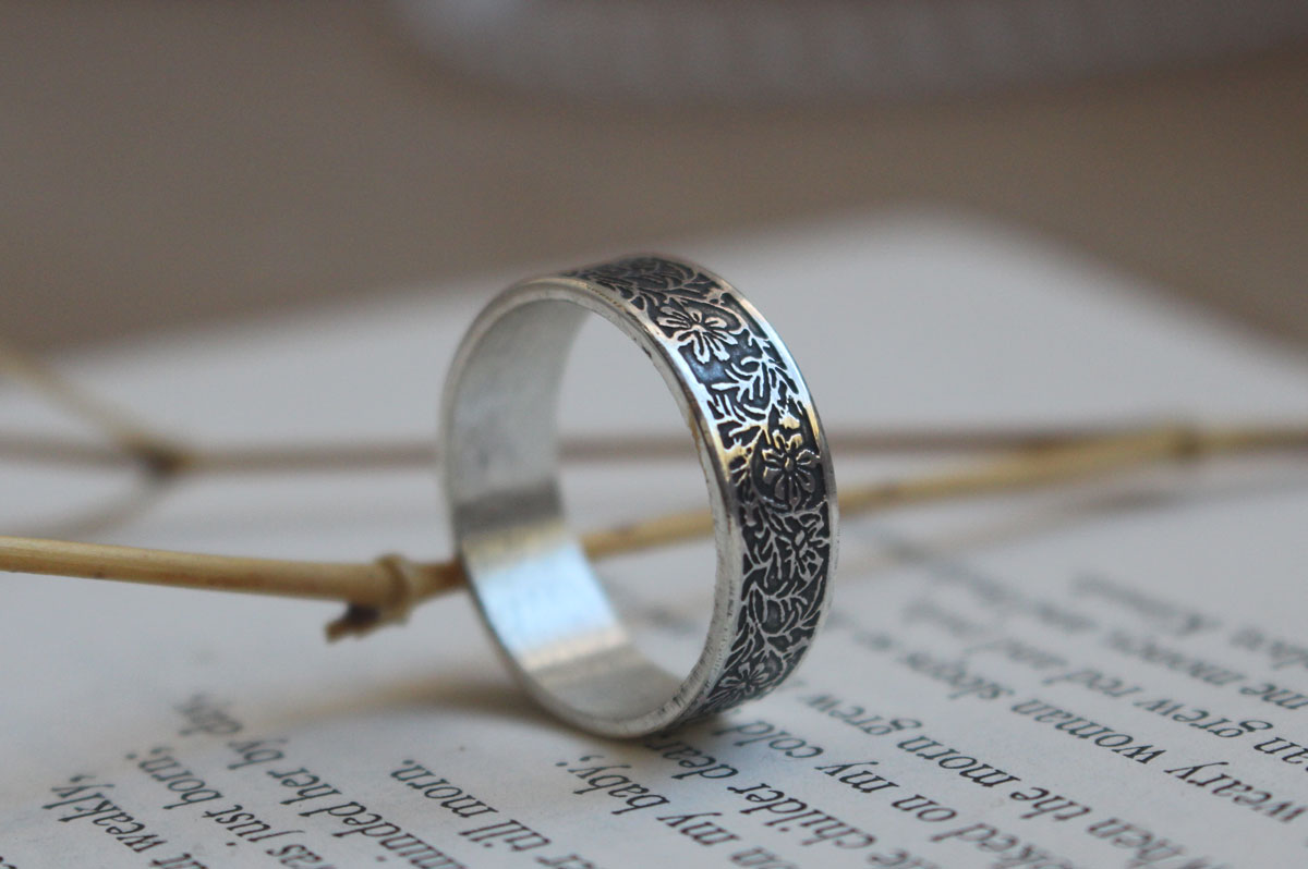 Cosmos, flower ring in sterling silver