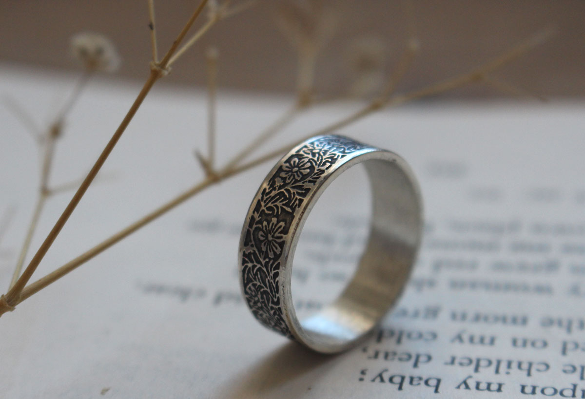 Cosmos, flower ring in sterling silver
