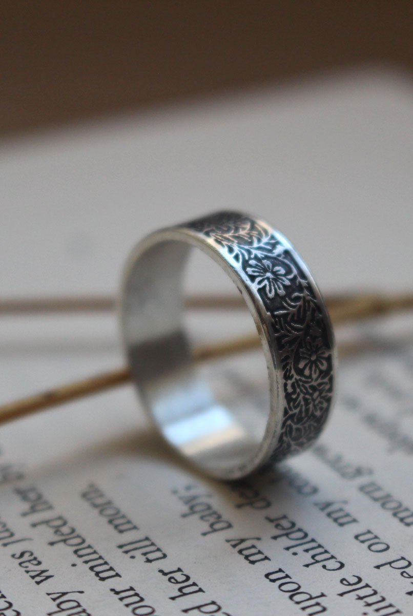 Cosmos, flower ring in sterling silver