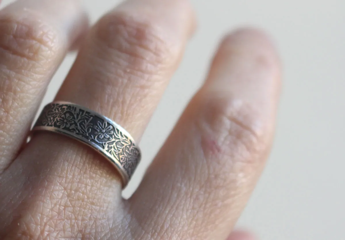 Cosmos, flower ring in sterling silver