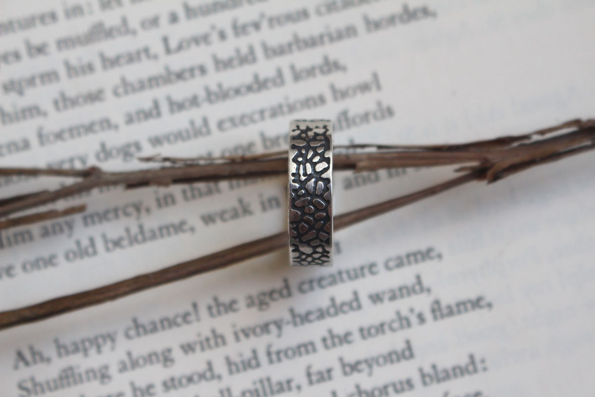 Craquelure, lava flow ring in sterling silver