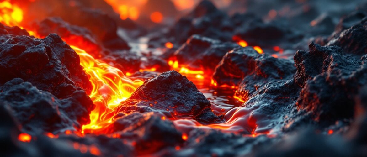 Craquelure, lava flow ring in sterling silver