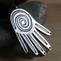 Creative power, olmec hand necklace in sterling silver