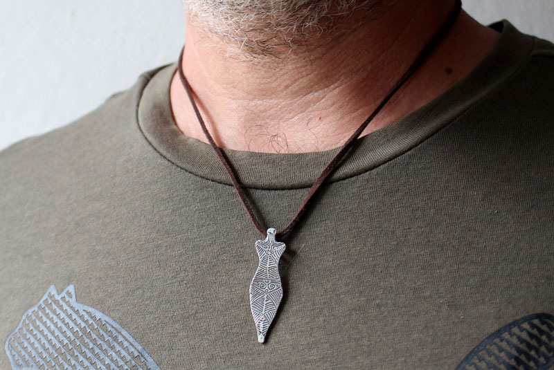 Cucuteni Venus, neolithic mother goddess pendant in silver