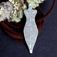 Cucuteni Venus, neolithic mother goddess pendant in silver