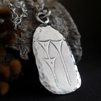 Cuneiform water symbol, Mesopotamian writing necklace in silver