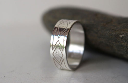 Custom band, personalized wedding ring in sterling silver