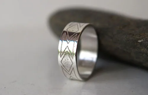 Custom band, personalized wedding ring in sterling silver