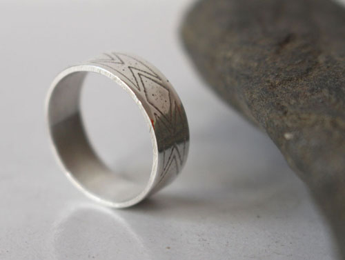 Custom band, personalized wedding ring in sterling silver
