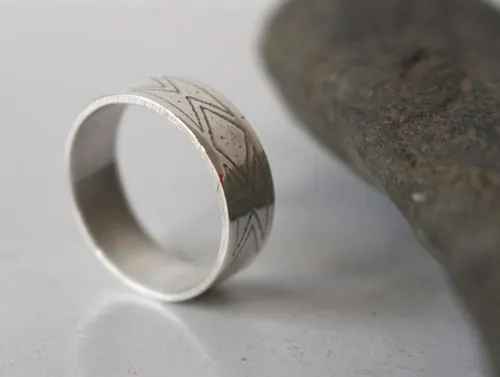 Custom band, personalized wedding ring in sterling silver