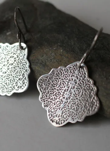 Cybele, Greek arabesque earrings in sterling silver