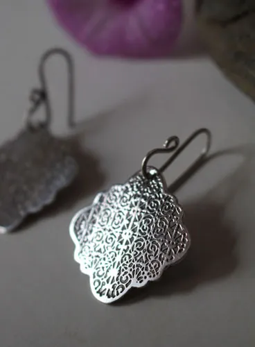 Cybele, Greek arabesque earrings in sterling silver