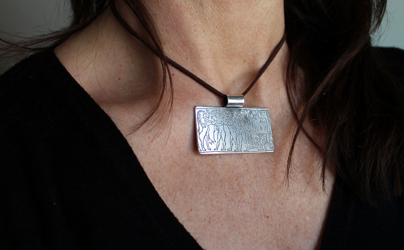 Cylinder seal of the king of Kisch, mesopotamian necklace in sterling silver