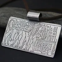 Cylinder seal of the king of Kisch, mesopotamian necklace in sterling silver