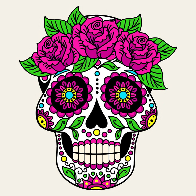 Calaca, mexican skull post earrings in sterling silver