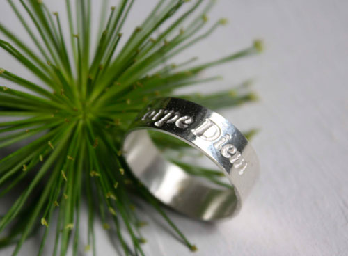 Carpe Diem, engraved Latin quote ring in sterling silver