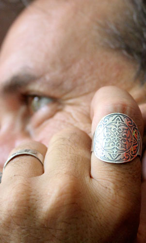 Cassius, medieval shield ring in sterling silver