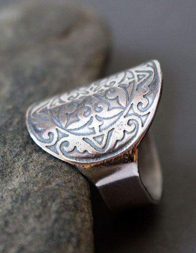 Cassius, medieval shield ring in sterling silver