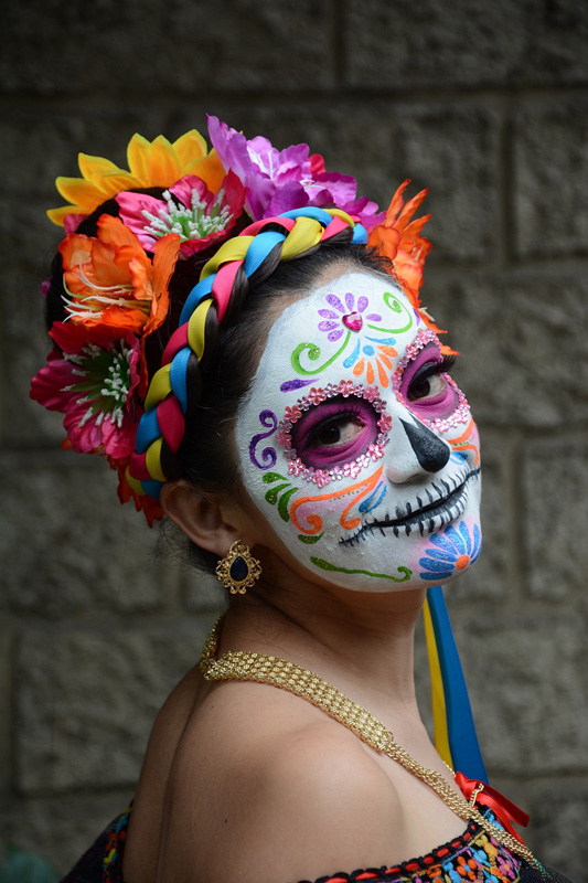 Catrina, day of the dead skull earrings in Mexican folklore in sterling silver