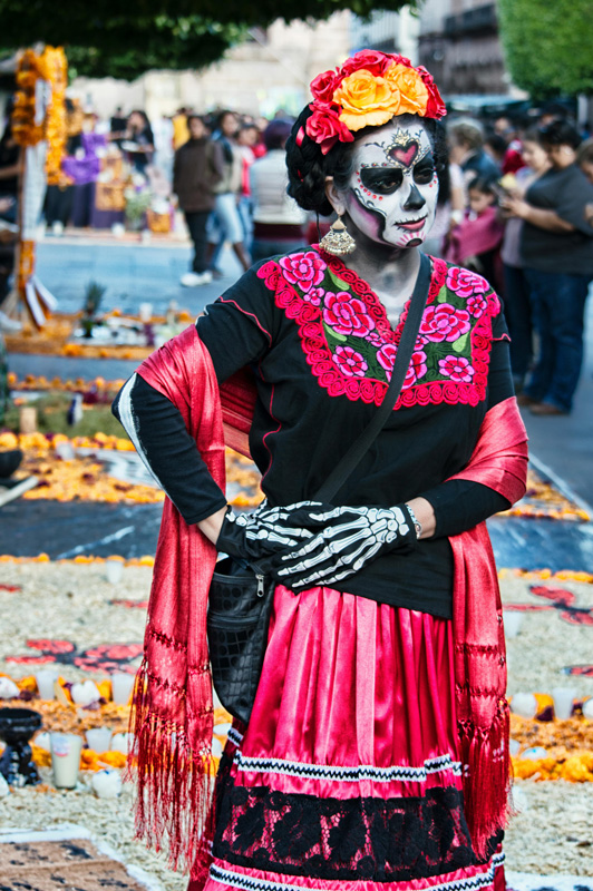 Catrina, day of the dead skull earrings in Mexican folklore in sterling silver