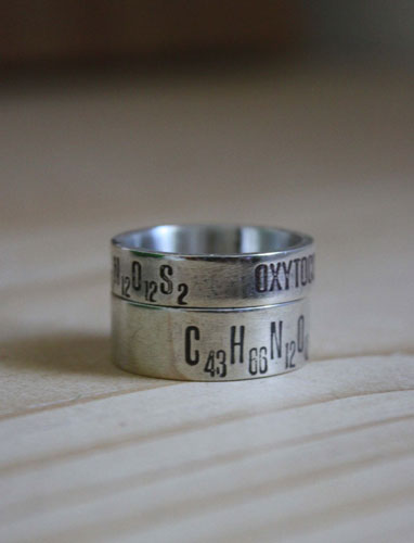 Chemistry of love, molecular formula of happiness ring in silver