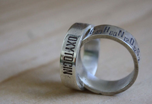 Chemistry of love, molecular formula of happiness ring in silver