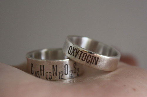 Chemistry of love, molecular formula of happiness ring in silver
