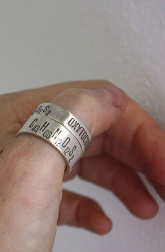 Chemistry of love, molecular formula of happiness ring in silver
