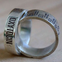 Chemistry of love, molecular formula of happiness ring in silver