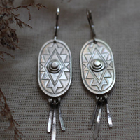 Citlalli, prehispanic cross earrings in sterling silver