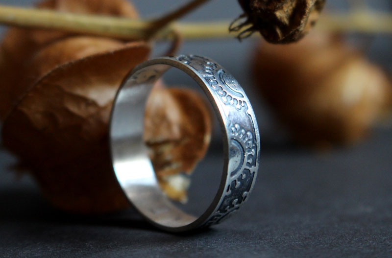 Coronavirus, covid virus ring in sterling silver