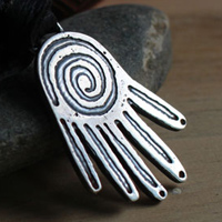 Creative power, Olmec hand necklace in sterling silver