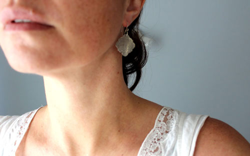 Cybele, Greek chiseled arabesque earrings in sterling silver