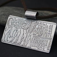 Cylinder seal of the king of Kisch, Mesopotamian necklace in sterling silver