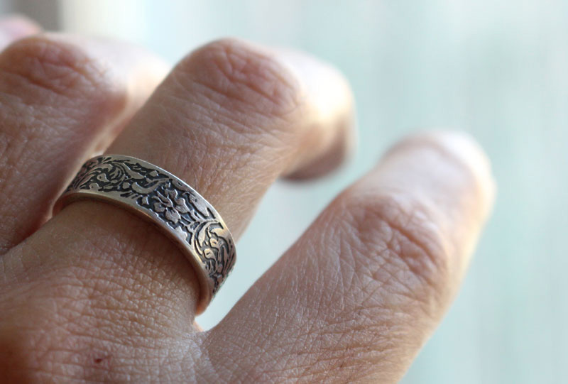Daffodil, flower ring in silver