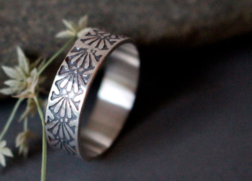 Dahlia, flower ring in sterling silver