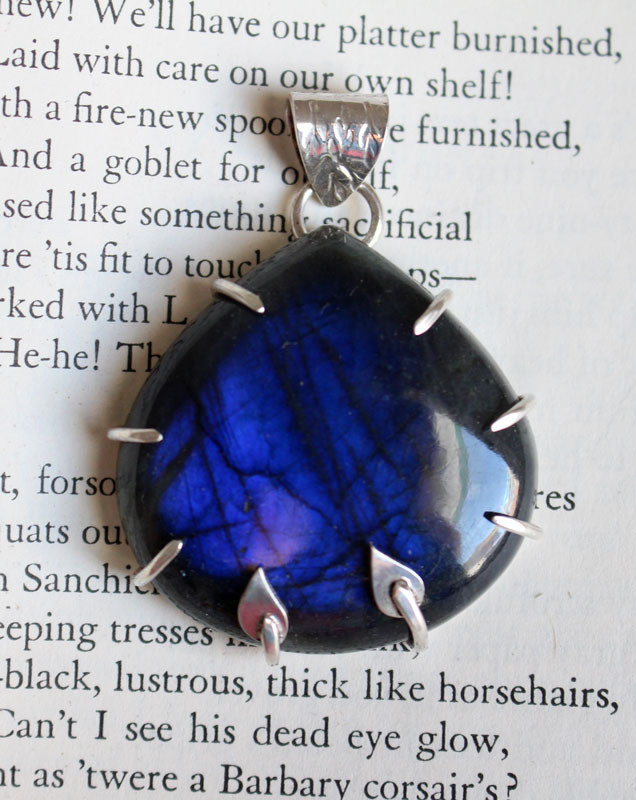 Dawn’s bloom, aurora pendant in silver and labradorite