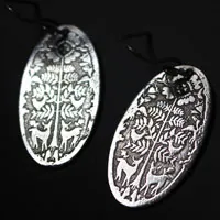 Deer in the early morning, Mexican Otomi bestiary earrings in silver