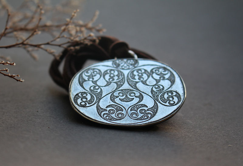 Desborough mirror, Celtic mirror necklace in sterling silver