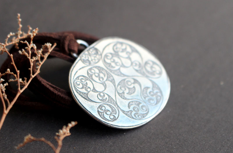 Desborough mirror, Celtic mirror necklace in sterling silver
