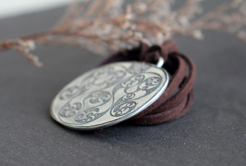 Desborough mirror, Celtic mirror necklace in sterling silver
