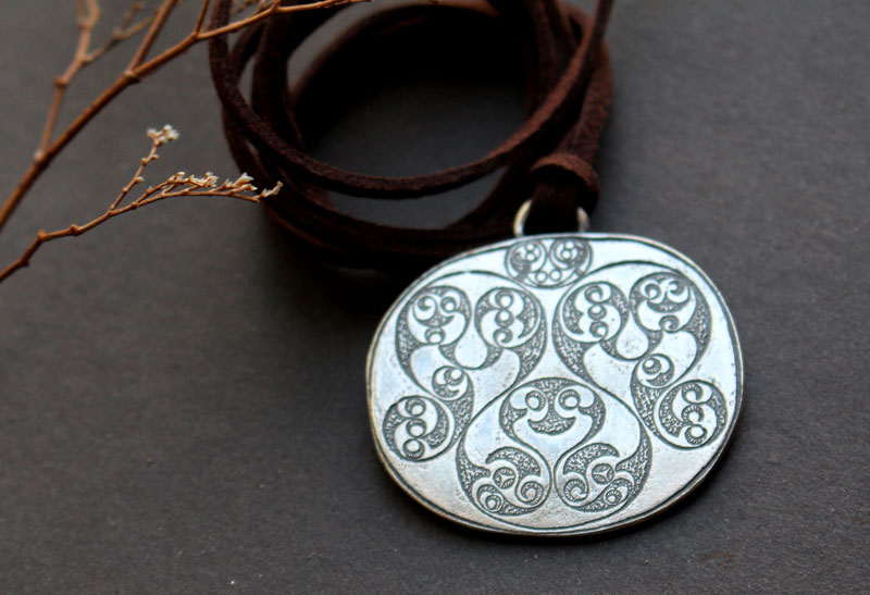 Desborough mirror, Celtic mirror necklace in sterling silver