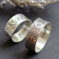 Destiny wedding bands, bohemian infinity nature ring in silver