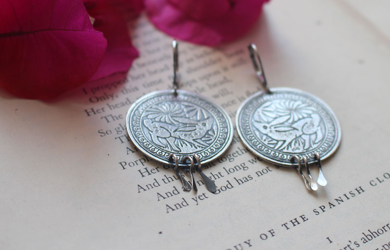 Diag, mexican rabbit earrings in sterling silver