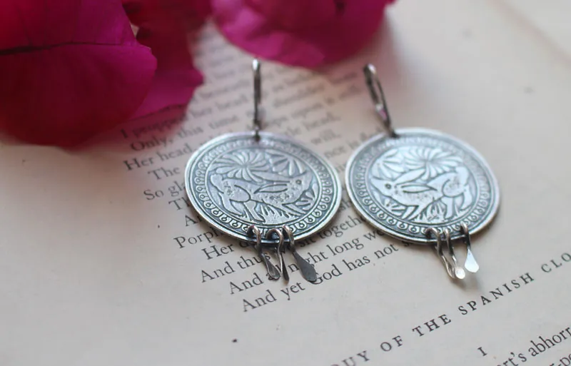 Diag, mexican rabbit earrings in sterling silver